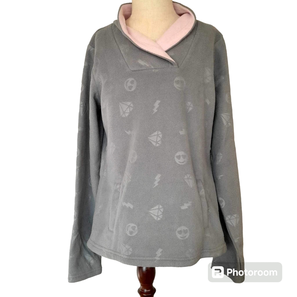 Athletic Works | Gray Pink | Emoji Fleece Pullover Sweatshirt